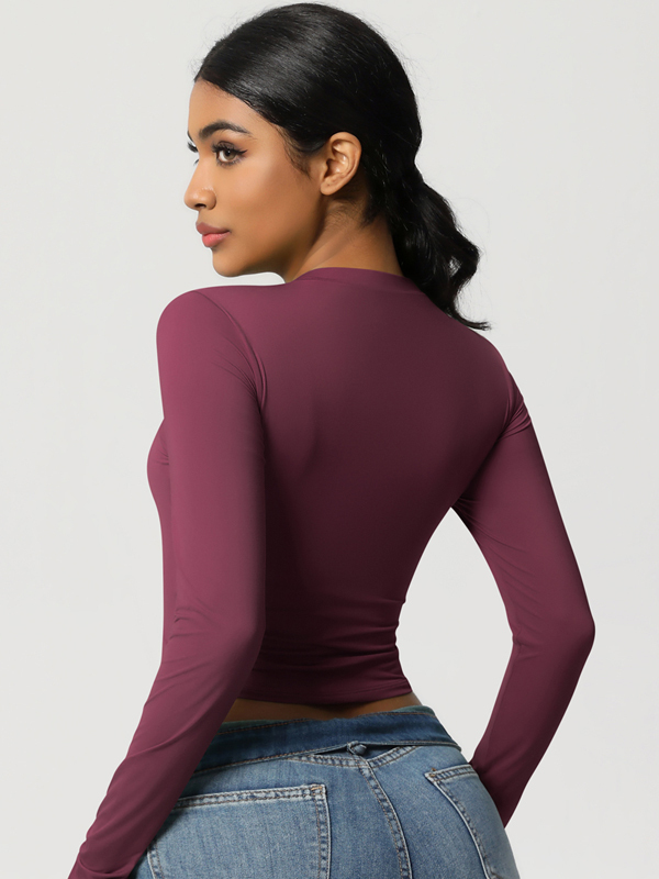 Form-Fitting Stretchy Long-Sleeve Yoga Top