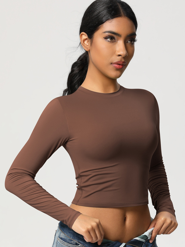 Form-Fitting Stretchy Long-Sleeve Yoga Top