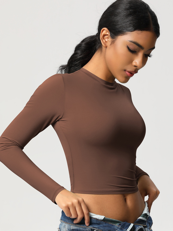 Form-Fitting Stretchy Long-Sleeve Yoga Top
