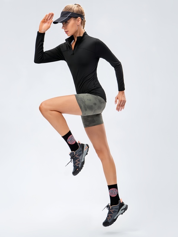 Flexvibe Fleece-Lined Long-Sleeve Sports Top for Autumn and Winter