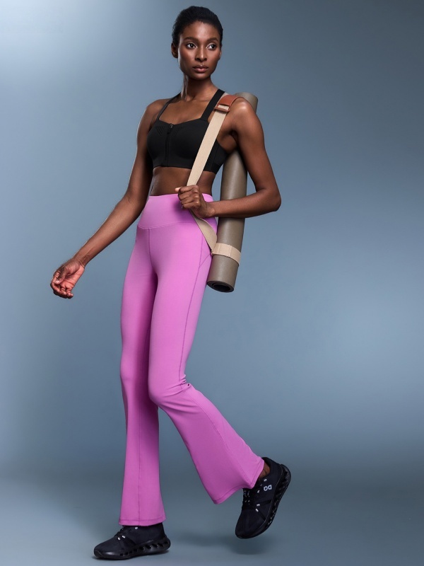 Flexvibe Flattering High Waisted Slightly Flared Yoga Pants - Butt Lifting Barely There for Gym