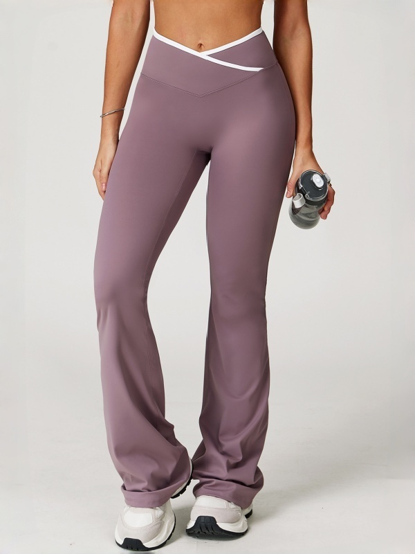 Crisscross High-Waisted Wide-Leg Flared Yoga Pants