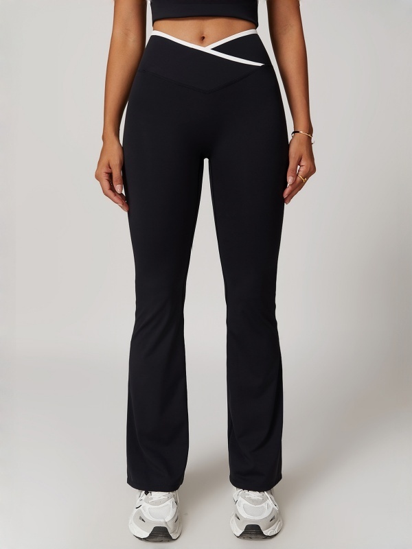 Crisscross High-Waisted Wide-Leg Flared Yoga Pants