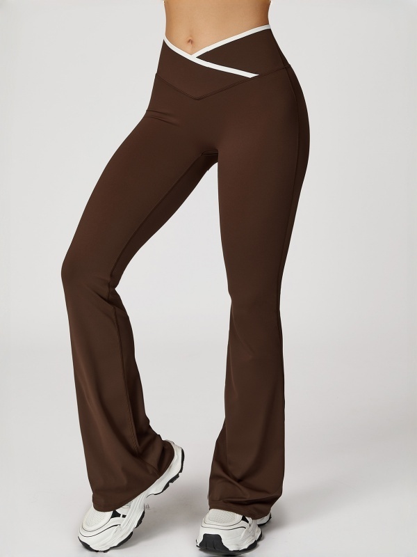 Flexvibe High Waisted Crisscross Yoga Pants - Naked Feel Butt Lifting Wide Leg Flared Tummy Control
