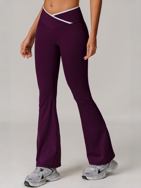 Flexvibe High Waisted Crisscross Yoga Pants - Naked Feel Butt Lifting Wide Leg Flared Tummy Control