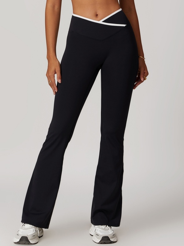 Flexvibe High Waisted Crisscross Yoga Pants - Naked Feel Butt Lifting Wide Leg Flared Tummy Control