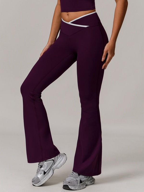 Flexvibe High Waisted Crisscross Yoga Pants - Naked Feel Butt Lifting Wide Leg Flared Tummy Control
