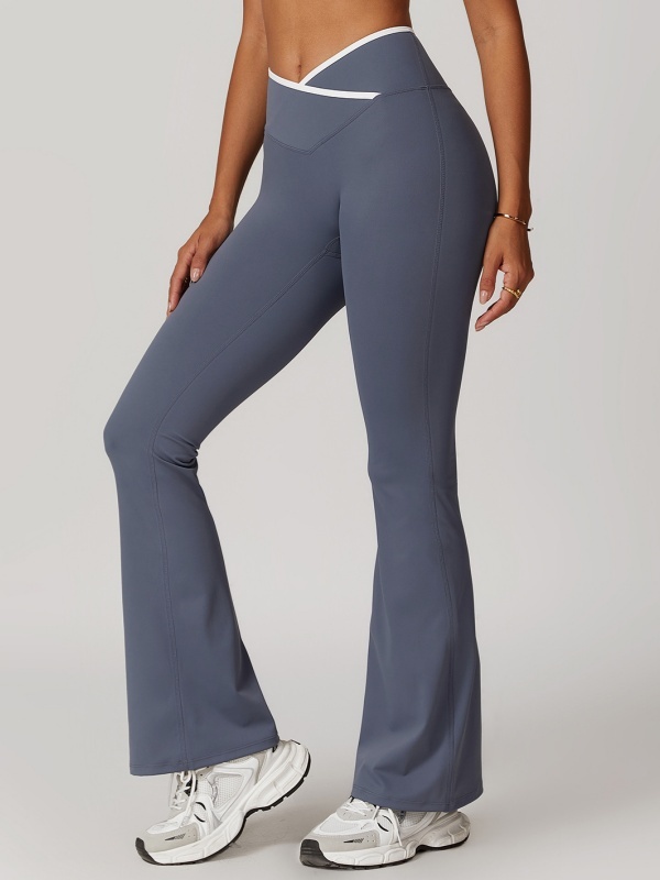 Flexvibe High Waisted Crisscross Yoga Pants - Naked Feel Butt Lifting Wide Leg Flared Tummy Control