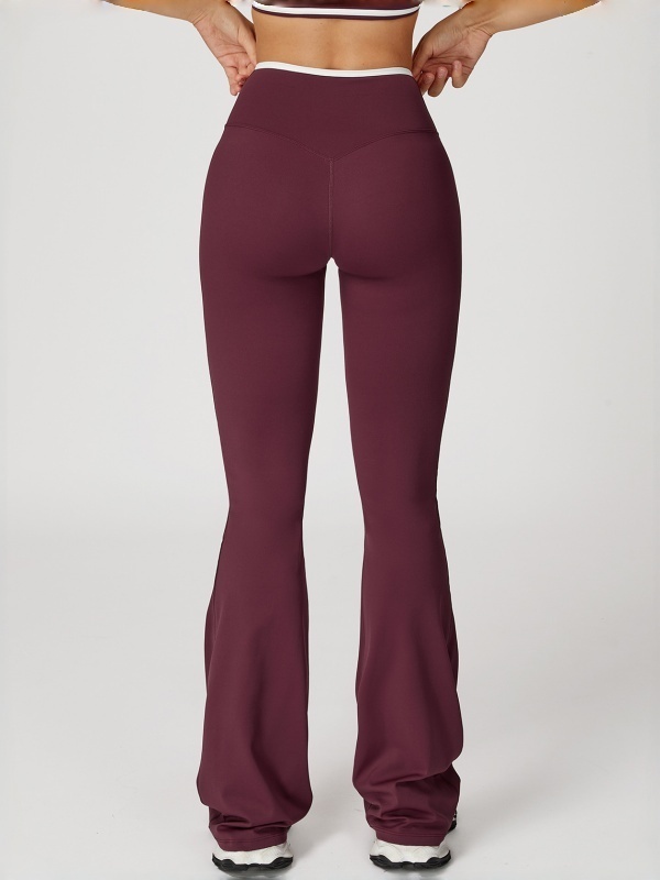 Flexvibe High Waisted Crisscross Yoga Pants - Naked Feel Butt Lifting Wide Leg Flared Tummy Control