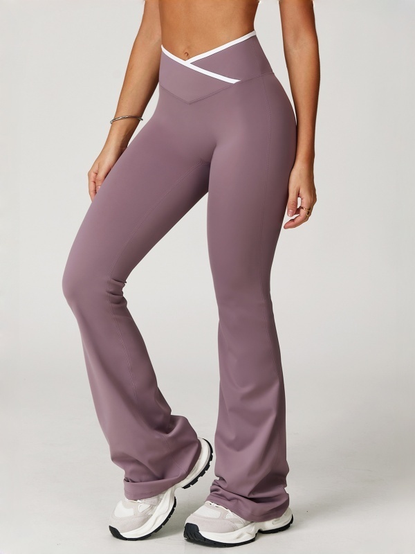 Crisscross High-Waisted Wide-Leg Flared Yoga Pants