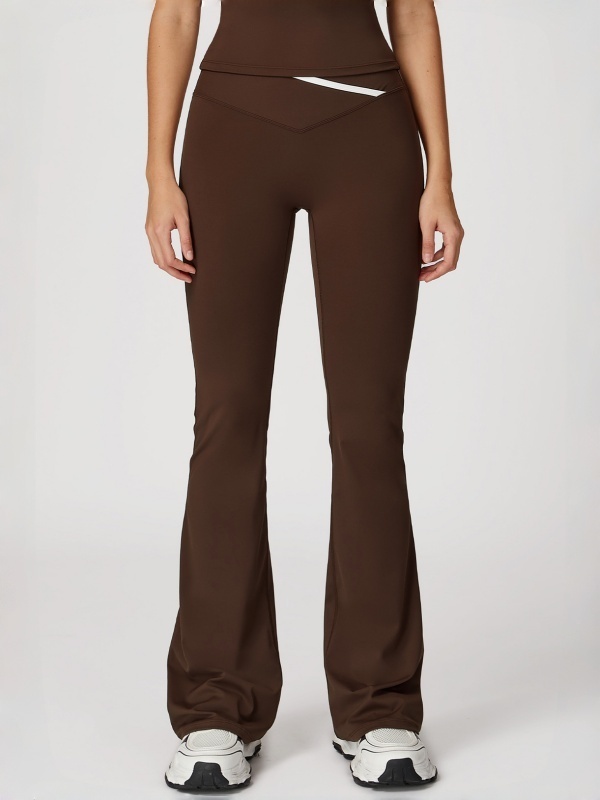 Flexvibe High Waisted Crisscross Yoga Pants - Naked Feel Butt Lifting Wide Leg Flared Tummy Control