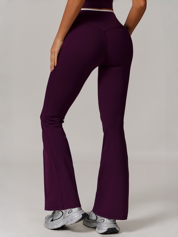 Flexvibe High Waisted Crisscross Yoga Pants - Naked Feel Butt Lifting Wide Leg Flared Tummy Control