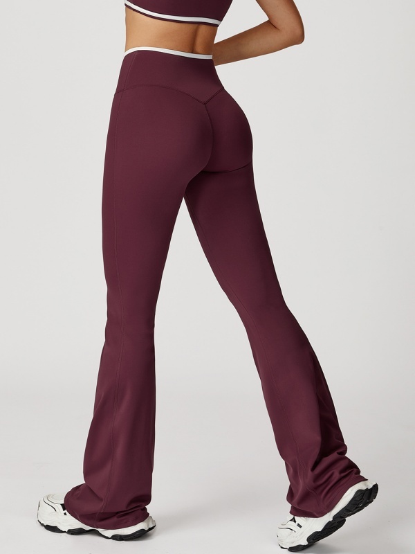 Flexvibe High Waisted Crisscross Yoga Pants - Naked Feel Butt Lifting Wide Leg Flared Tummy Control