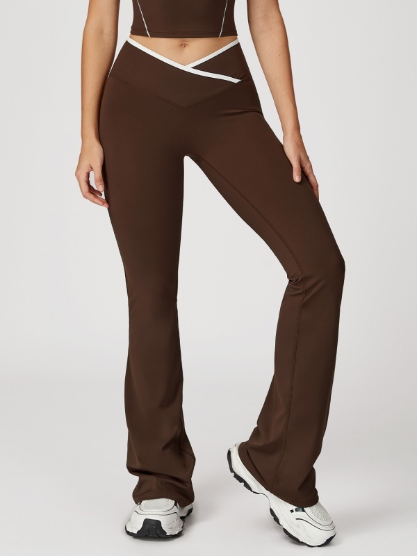 Flexvibe High Waisted Crisscross Yoga Pants - Naked Feel Butt Lifting Wide Leg Flared Tummy Control