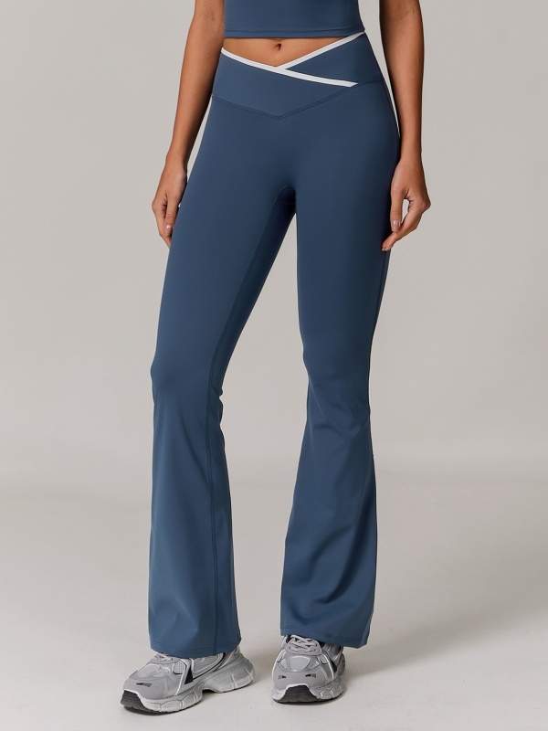 Crisscross High-Waisted Wide-Leg Flared Yoga Pants