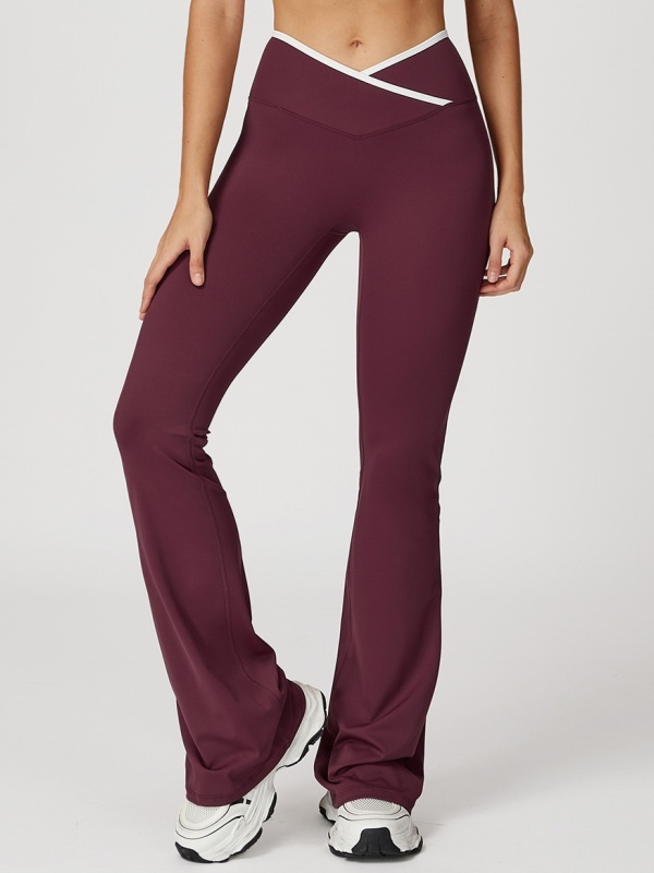 Flexvibe High Waisted Crisscross Yoga Pants - Naked Feel Butt Lifting Wide Leg Flared Tummy Control