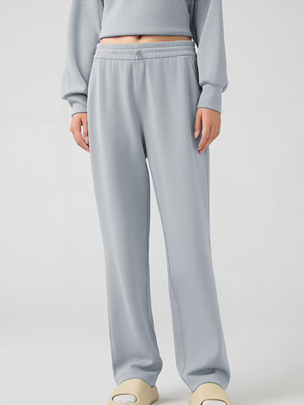 Flexvibe High Waisted Wide Leg Sweatpants Autumn Winter Butt Lifting Side Pockets Adjustable Buckle