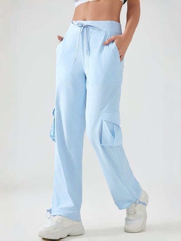 High-waisted straight-leg cargo pants