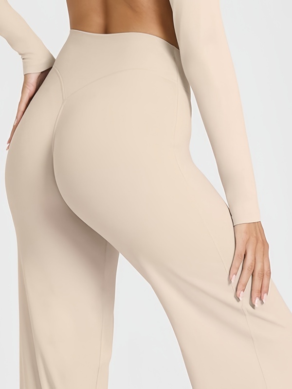 Flexvibe Flattering High Elastic Yoga Leggings - Straight Leg Butt Lifting 4-Way Stretch Activewear