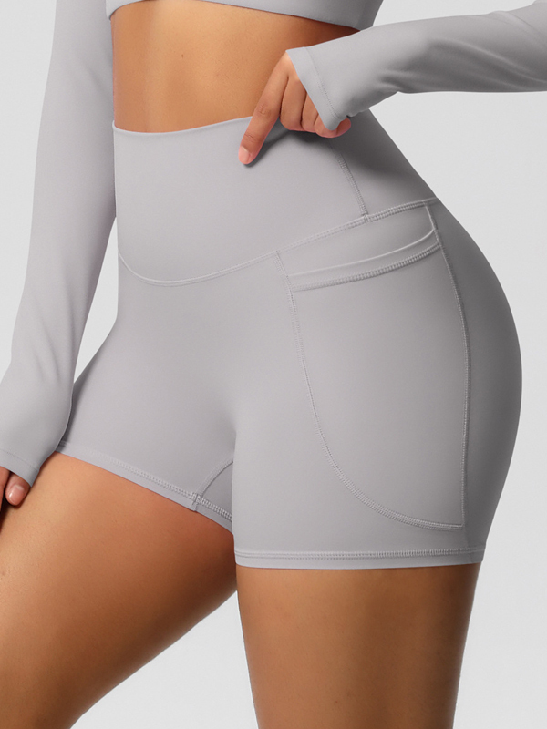 High-Waisted Brushed Yoga Shorts with Pockets