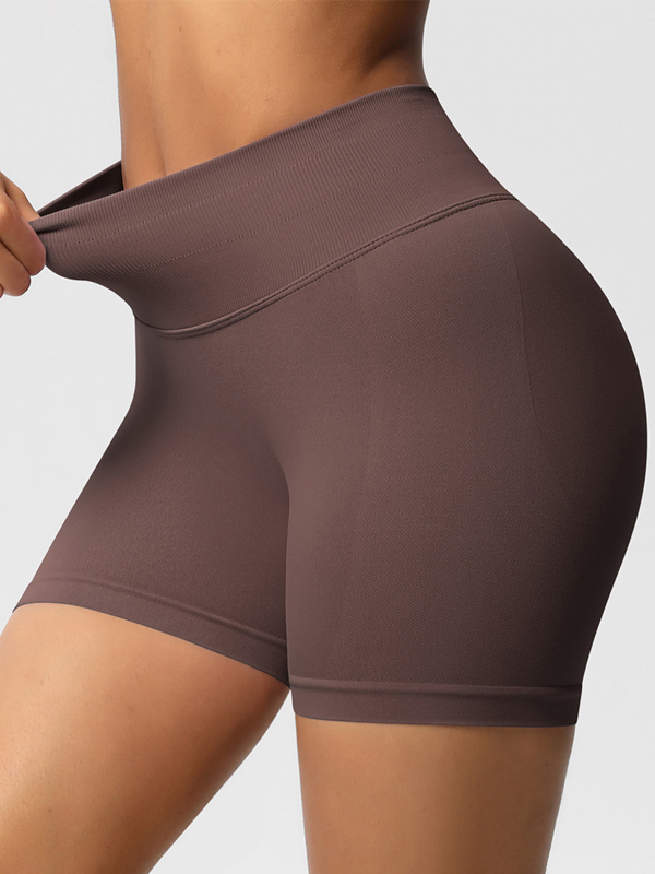 High-Waisted Seamless 3-Panel Waist Workout Shorts