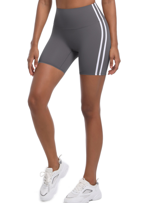 High-Waisted Striped Workout Yoga Shorts