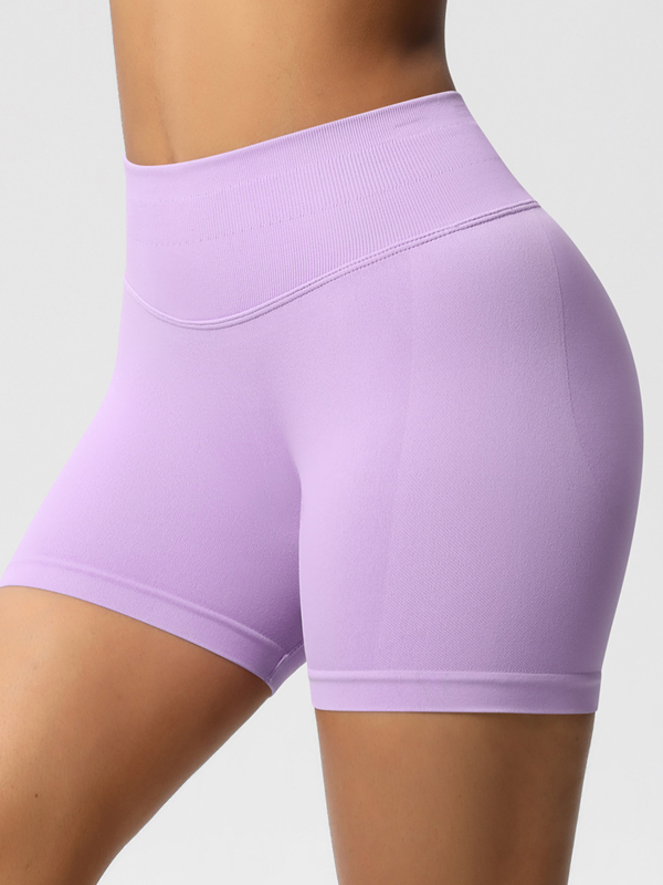 High-Waisted Seamless 3-Panel Waist Workout Shorts
