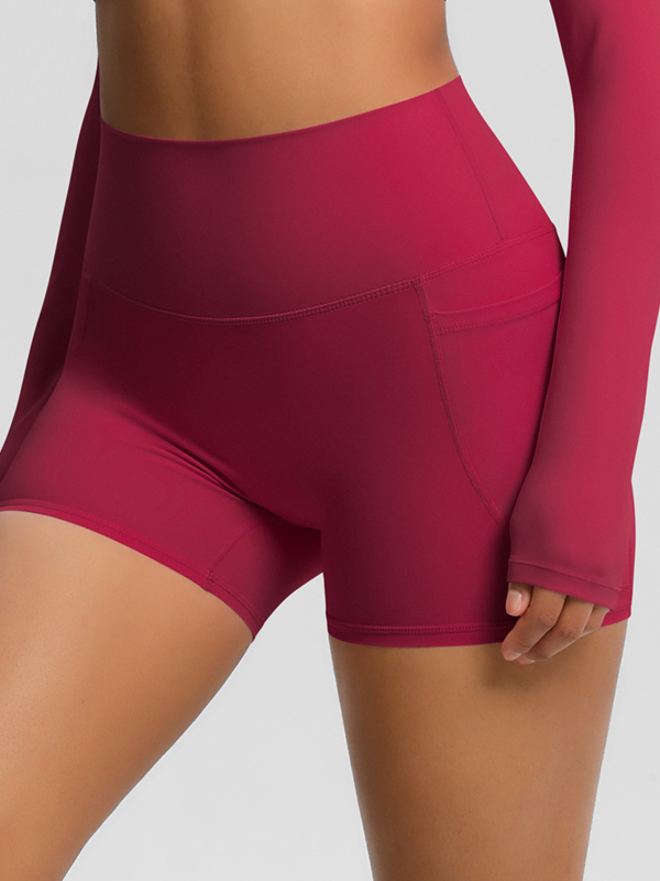 Flexvibe High-Waisted Brushed Yoga Shorts with Pockets - Tummy Control Butt Lifting Gym