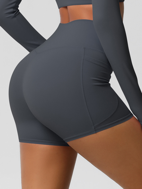 Flexvibe High-Waisted Brushed Yoga Shorts with Pockets - Tummy Control Butt Lifting Gym