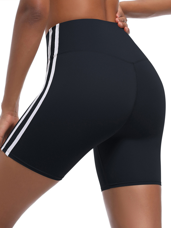 High-Waisted Striped Workout Yoga Shorts