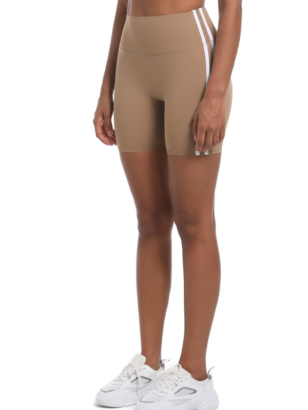 High-Waisted Striped Workout Yoga Shorts