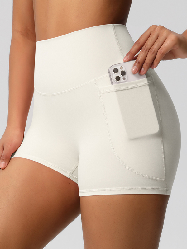 High-Waisted Brushed Yoga Shorts with Pockets
