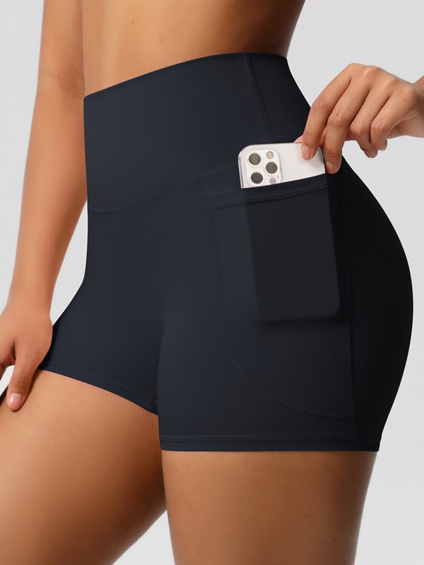 High-Waisted Brushed Yoga Shorts with Pockets
