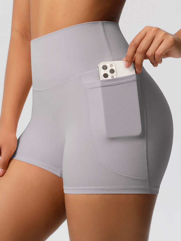 Flexvibe High-Waisted Brushed Yoga Shorts with Pockets - Tummy Control Butt Lifting Gym