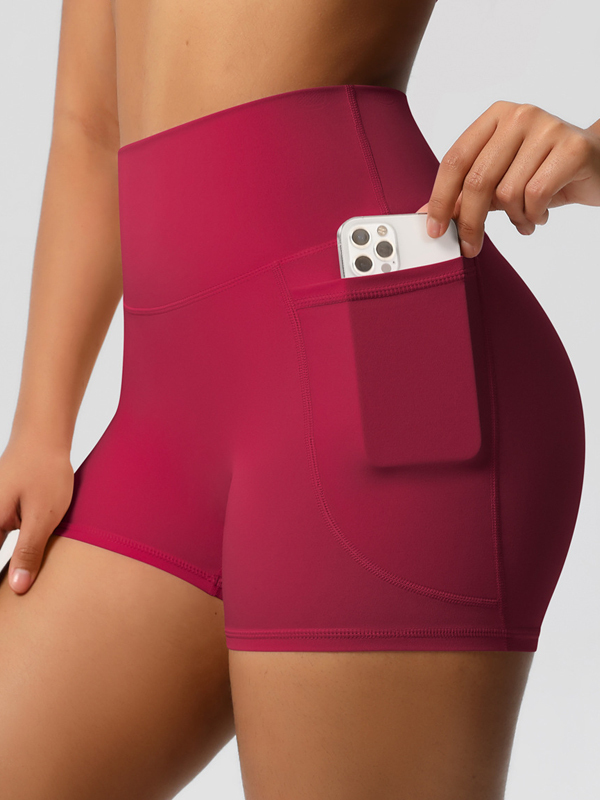 Flexvibe High-Waisted Brushed Yoga Shorts with Pockets - Tummy Control Butt Lifting Gym