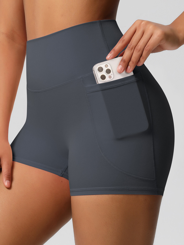 Flexvibe High-Waisted Brushed Yoga Shorts with Pockets - Tummy Control Butt Lifting Gym
