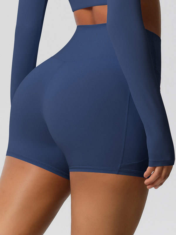Flexvibe High-Waisted Brushed Yoga Shorts with Pockets - Tummy Control Butt Lifting Gym