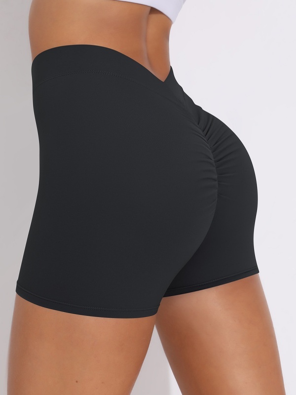 Brushed V-Waist Ruched Yoga Shorts