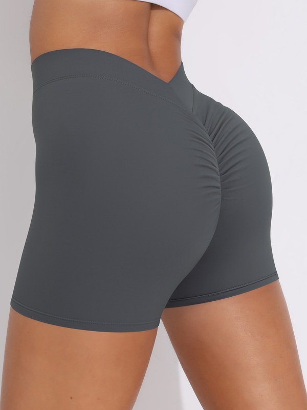 Brushed V-Waist Ruched Yoga Shorts