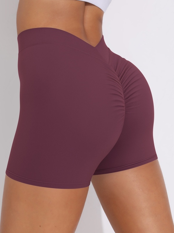 Brushed V-Waist Ruched Yoga Shorts