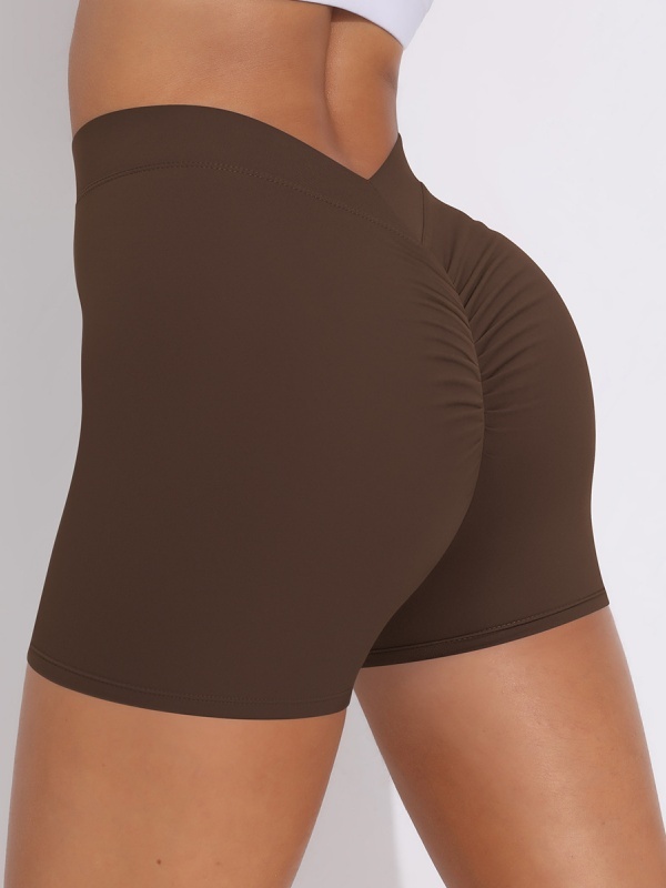 Brushed V-Waist Ruched Yoga Shorts