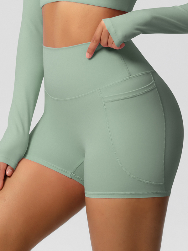 High-Waisted Brushed Yoga Shorts with Pockets