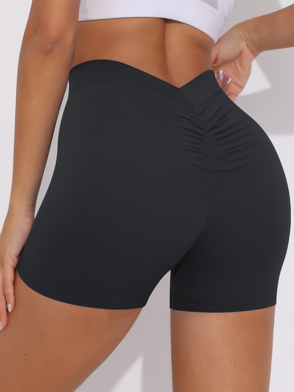 Brushed V-Waist Ruched Yoga Shorts