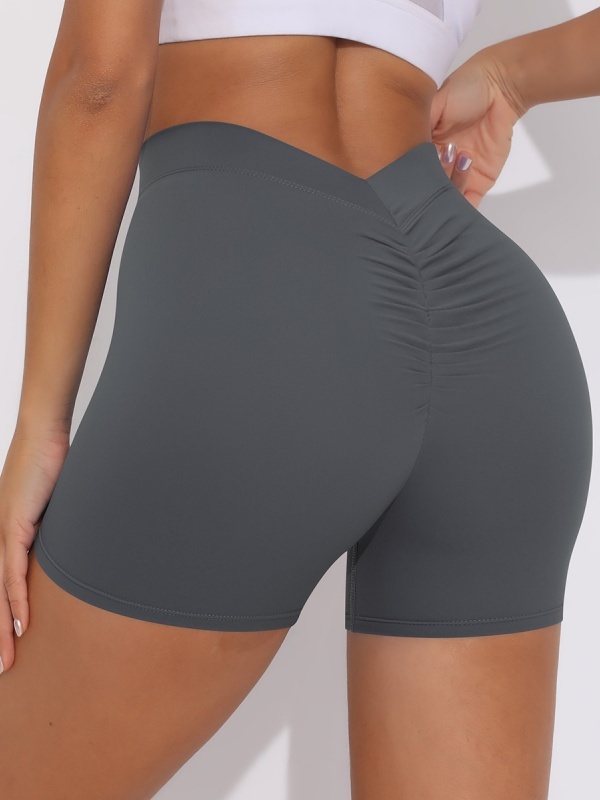 Brushed V-Waist Ruched Yoga Shorts
