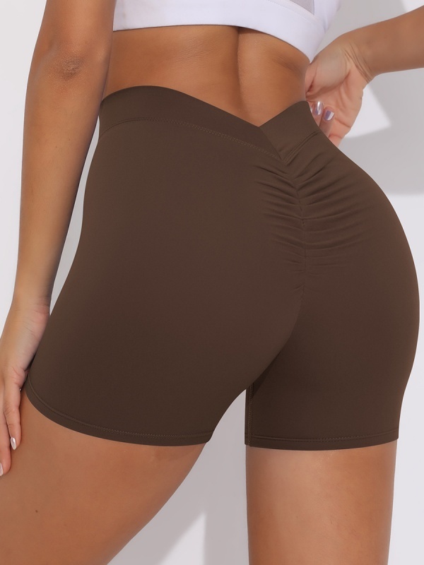 Brushed V-Waist Ruched Yoga Shorts