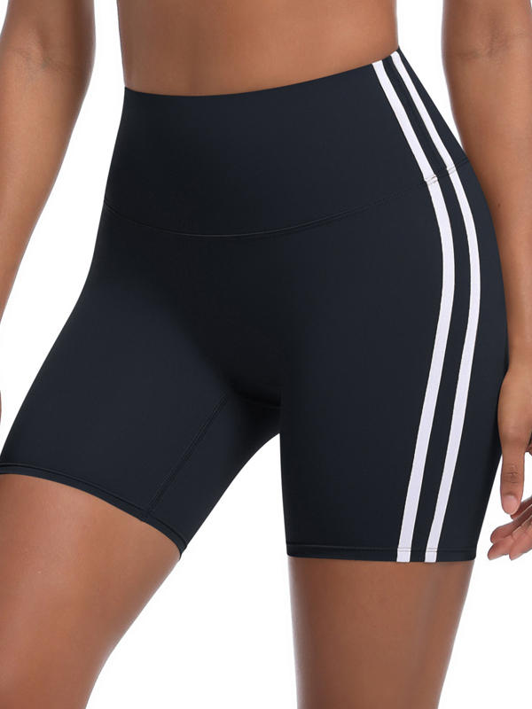 High-Waisted Striped Workout Yoga Shorts