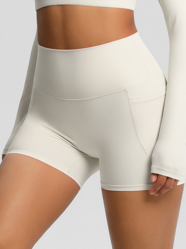 High-Waisted Brushed Yoga Shorts with Pockets