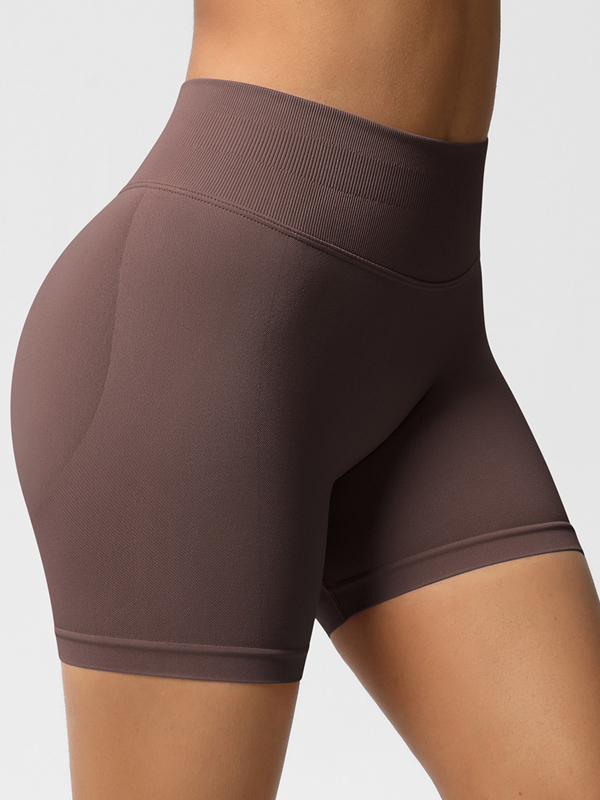 High-Waisted Seamless 3-Panel Waist Workout Shorts