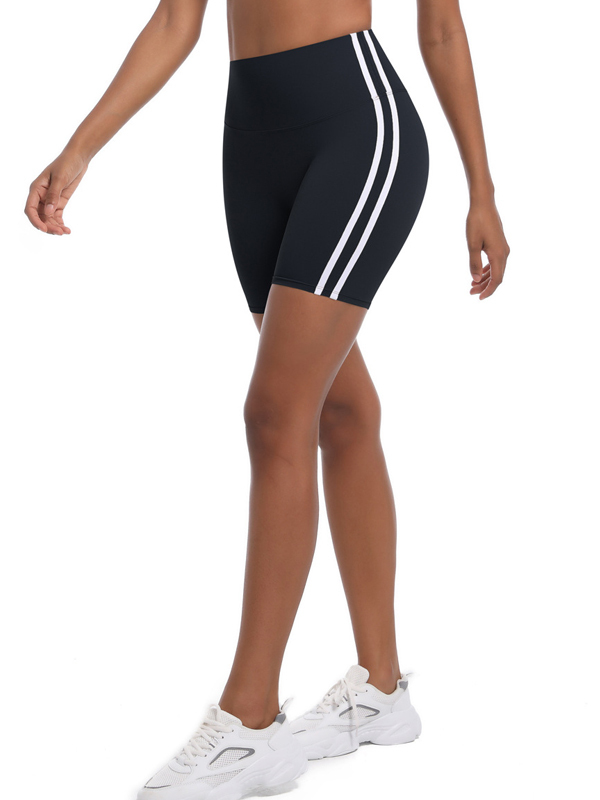 High-Waisted Striped Workout Yoga Shorts
