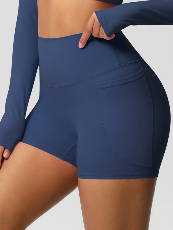 Flexvibe High-Waisted Brushed Yoga Shorts with Pockets - Tummy Control Butt Lifting Gym
